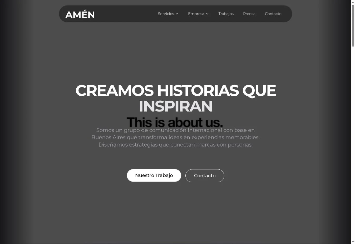 Captura de la página de inicio de Amén Argentina